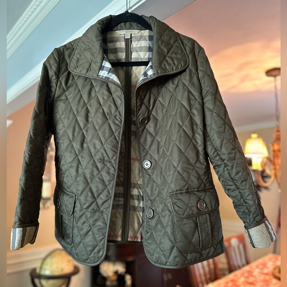 Green Burberry Quilted Jacket Size Large